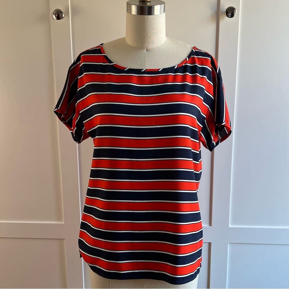 J. Crew Poppy Red/Navy Striped Top, size 0